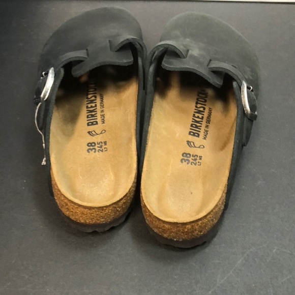 38/7 Leather & Cork Birkenstock Boston Clog Black - Picture 9 of 10